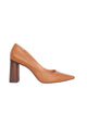Mangará Atelier Brown Leather Block Heel Pumps – Front View – SKU 502MA1POP37