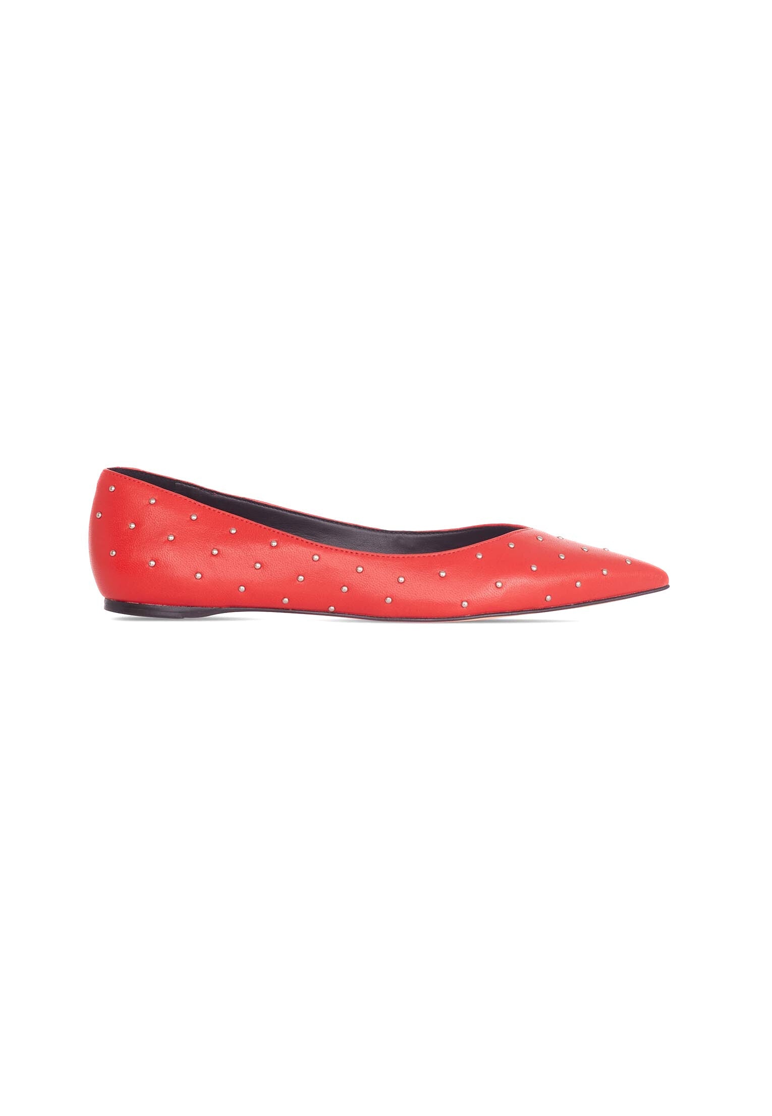 Mangará Atelier Hamelia Red Leather Studded Ballerinas – Front View – SKU 505FA1MVE38