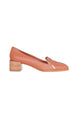 Mocassins à talons blocs en cuir caramel Mangará Atelier – Vue de face – SKU GA27AD37
