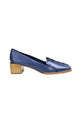 Mocassins à talons blocs en cuir bleu Mangará Atelier – Vue de face – SKU GA27BL37