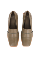 Mangara Atelier Louro Olive Green Calf Leather Loafers 4cm wooden block heel - Pair view - SKU MOMA