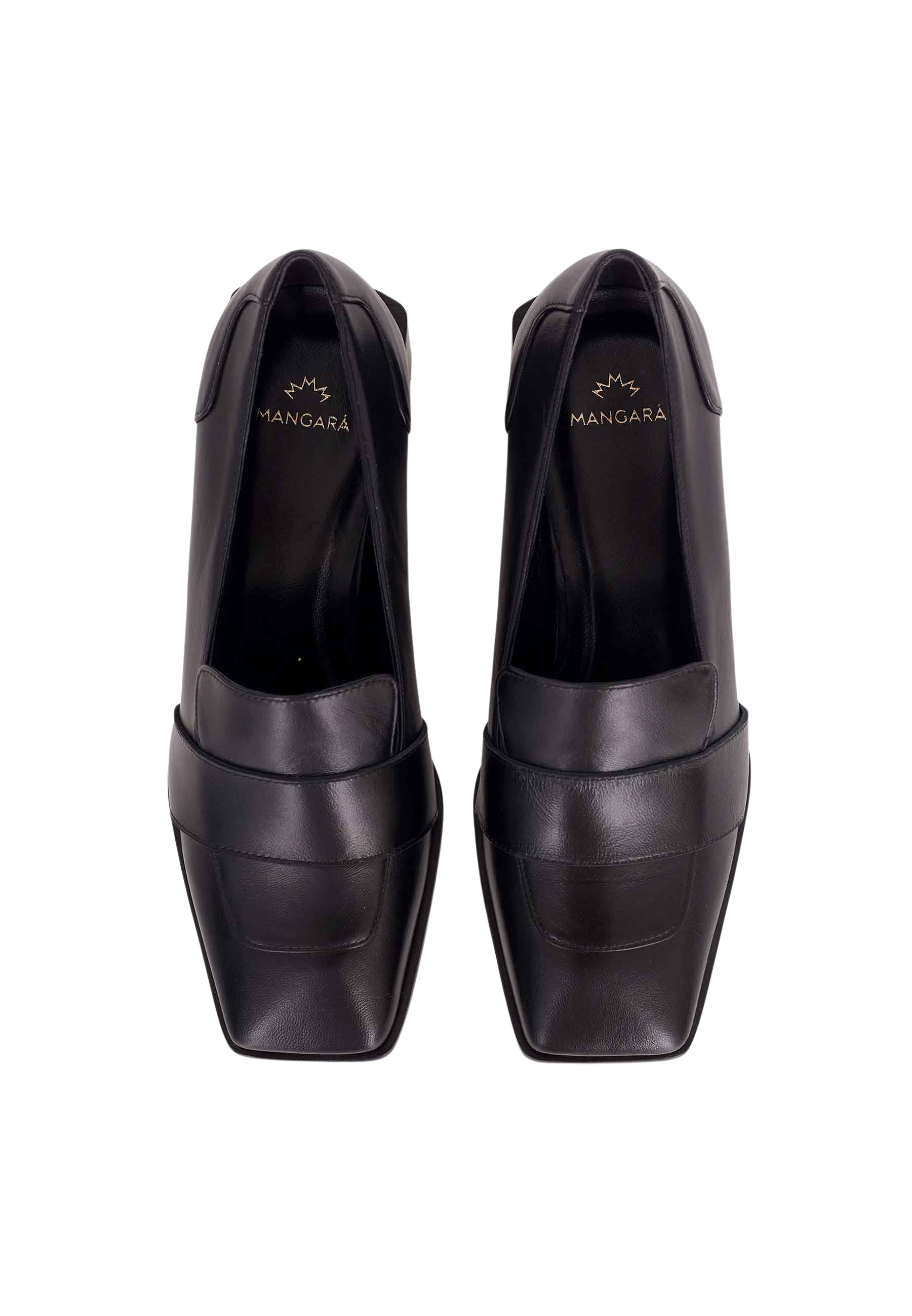 Mangara Atelier Louro Black Calf Leather Loafers 4cm block heel - Pair view - SKU MOPR