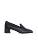 Mocassins à talons blocs en cuir de veau noir Mangará Atelier – Vue de face – SKU MOPR37
