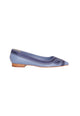 Mangara Atelier Begonia Blaue Lederballerinas mit Lagendetails – Vorderansicht – SKU SA24DE37