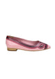 Mangara Atelier Begonia Pink Leather Ballet Flats Layered Detail – Front view – SKU SA24HI37