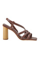 Mangará Atelier Cedro Chocolat Kalbsledersandalen 8 cm zylindrischer Blockabsatz – Vorderansicht – SKU 222A114337