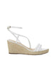 Espadrilles compensées en cuir blanc Mangará Atelier – Vue de face – SKU 222G15AA39