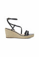 Mangará Atelier Espadrille-Wedges aus schwarzem Leder – Vorderansicht – SKU 222G15AB37