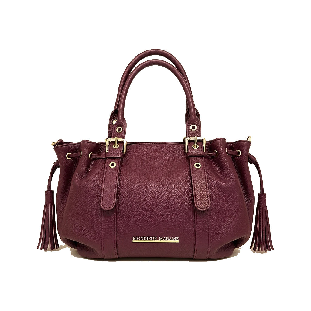 Mondieux Madame Flo leather bag in bordeaux, still product view