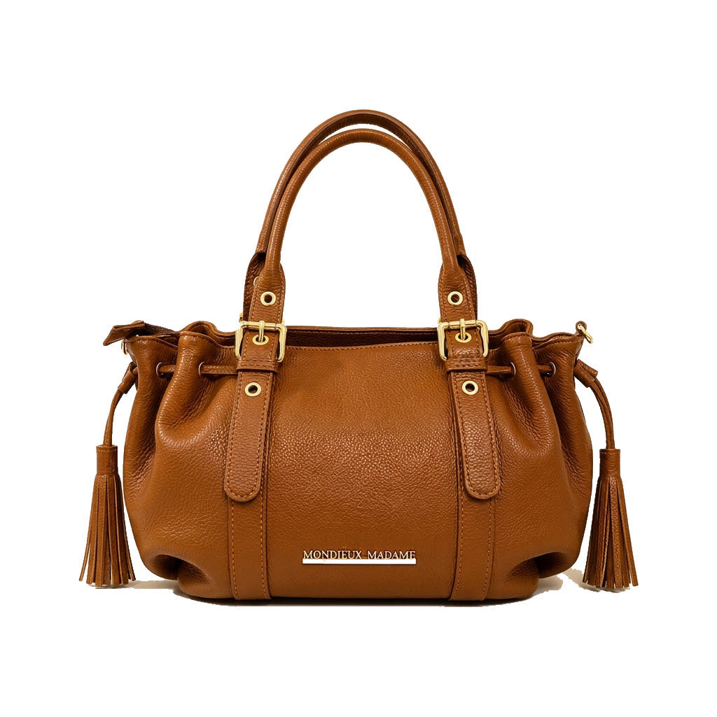 Mondieux Madame Flo leather bag in camel, still product view