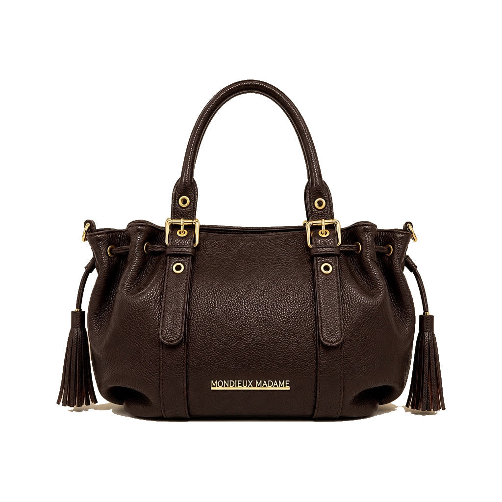 Mondieux Madame Flo leather bag in dark choco, still product view