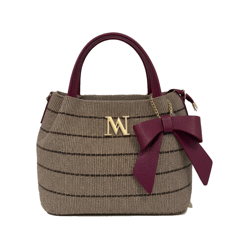 Mondieux Madame Fonta woven bag in bordeaux, still product view