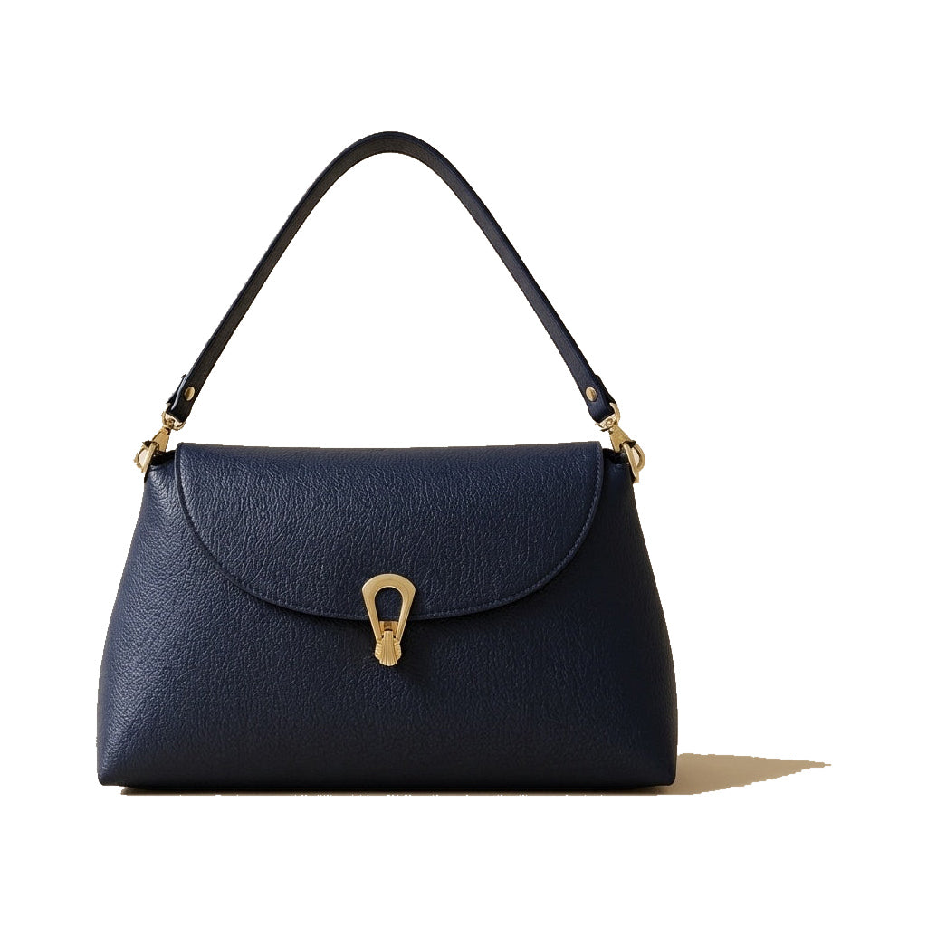 Mondieux Madame Irena leather bag in navy, still product view