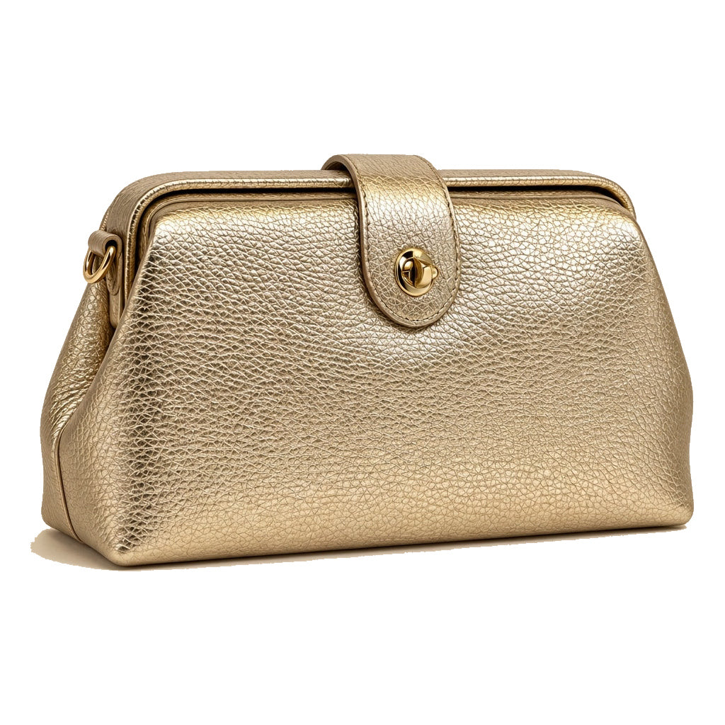 Mondieux Madame Rosanne leather bag in gold, still product view