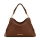 Mondieux Madame Roxy leather shoulder bag in Choco au Lait brown, with short handle visible.
