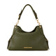 Mondieux Madame Roxy leather shoulder bag in khaki, with short handle visible.