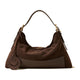 Mondieux Madame Smile suede bag in dark choco, still product view