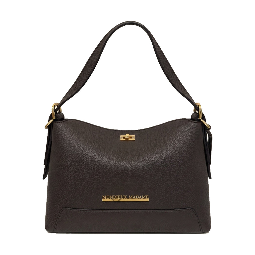 Mondieux Madame Smile Xs leather bag in dark choco, still product view