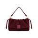 Mondieux Madame Stella suede bag in bordeaux, still product view