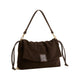 Mondieux Madame Stella suede bag in dark choco, still product view