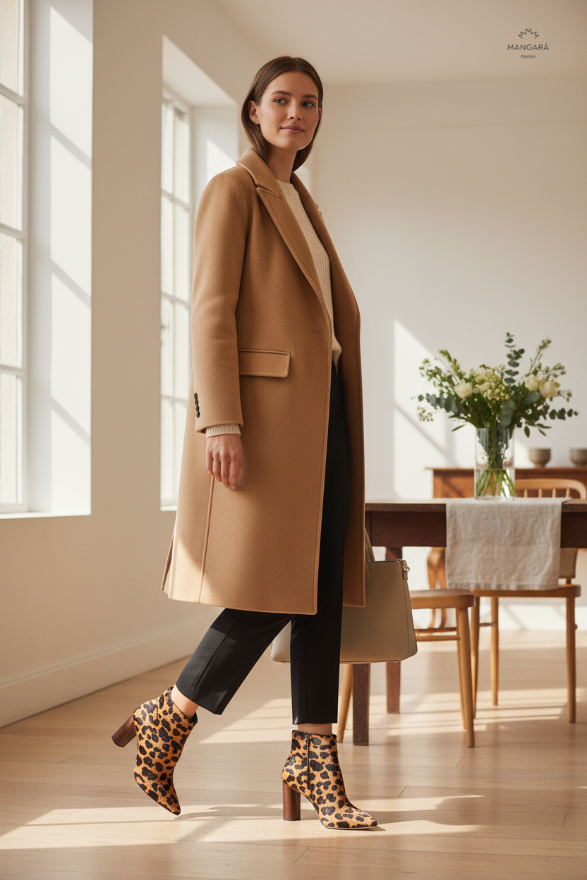 Sapucaia Leopard Print Calf Hair Ankle Boots – 8.4cm Wooden Heel — AI-generated editorial photo